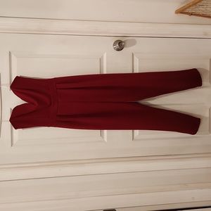 Red Strapless Jumpsuit